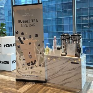 Bubble tea live station catering singapore bbt events mobile cart the hangover sg chaz events beverage boba wedding corporate